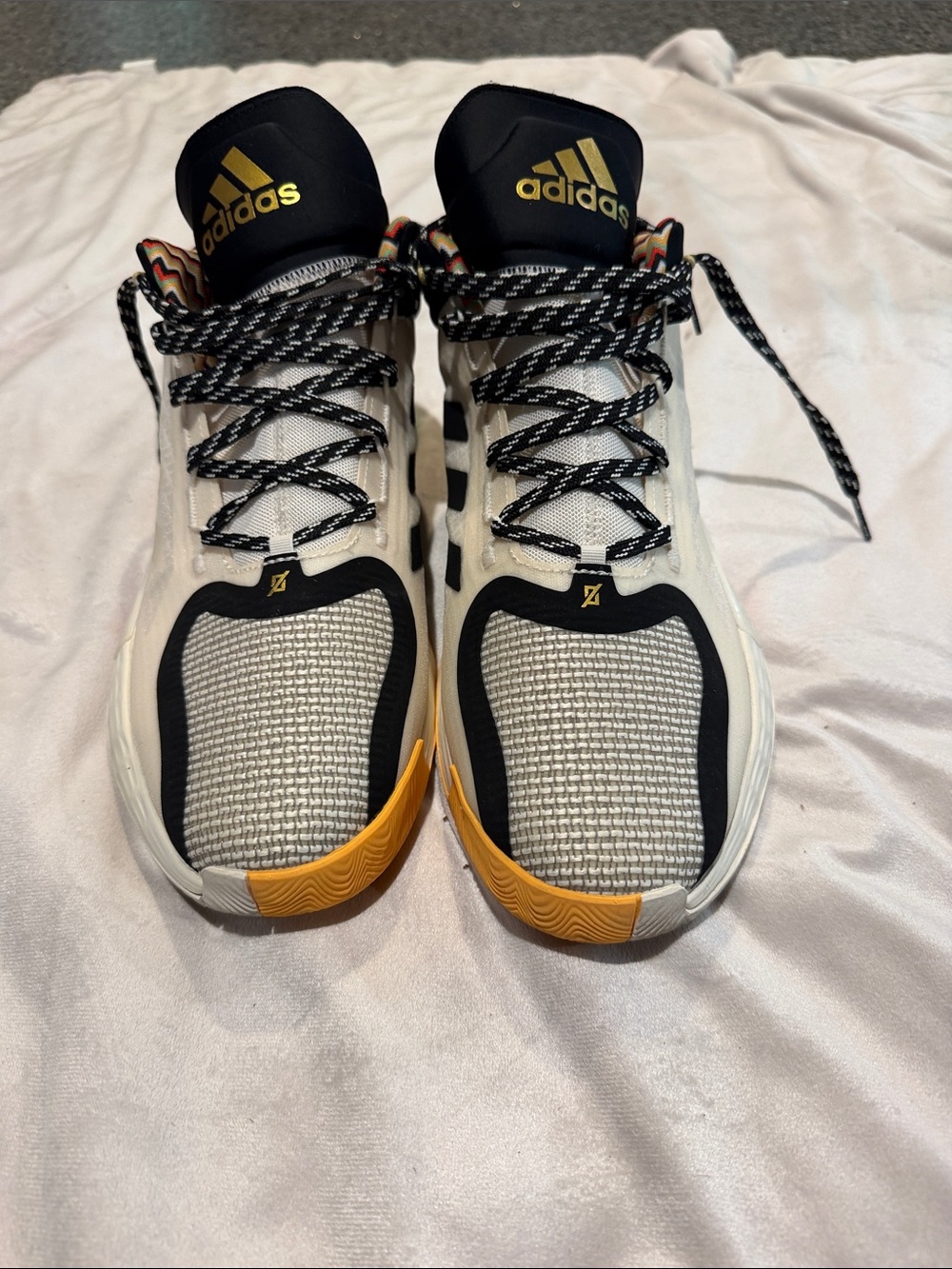 adidas White Black Gold Performance Basketball Shoes